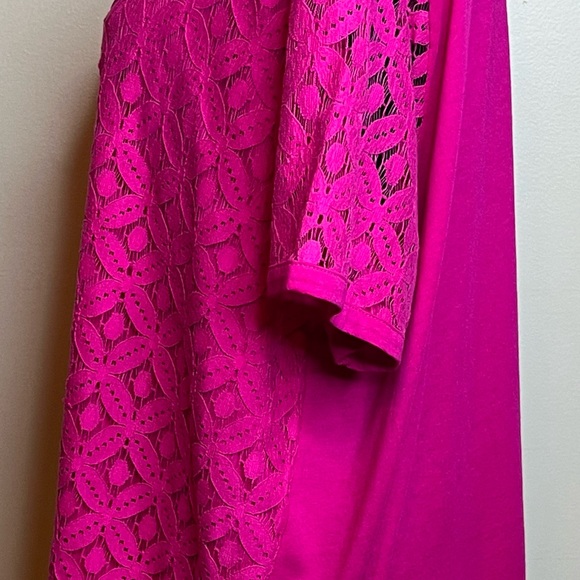 Jones New York Signature Woman 3X Fuschia Lined Lace Shirt - Picture 5 of 10